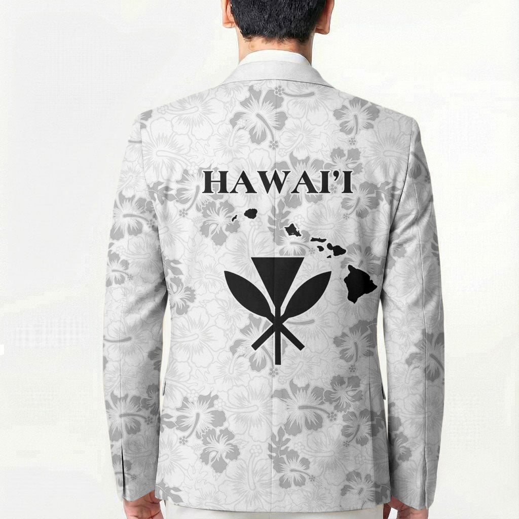 Hawaii Lei Kamehameha Blazer Ke'oke'o Seamless Pattern Hibiscus Flower LT9 - Polynesian Pride