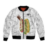 Hawaii Lei Kamehameha Bomber Jacket Ke'oke'o Seamless Pattern Hibiscus Flower