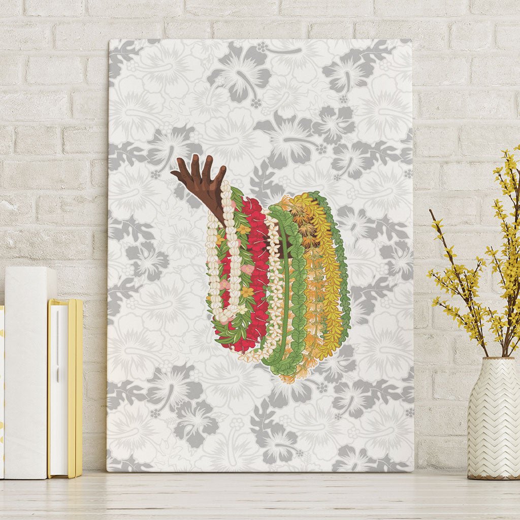 Hawaii Lei Kamehameha Canvas Wall Art Ke'oke'o Seamless Pattern Hibiscus Flower LT9 Without Frame White - Polynesian Pride