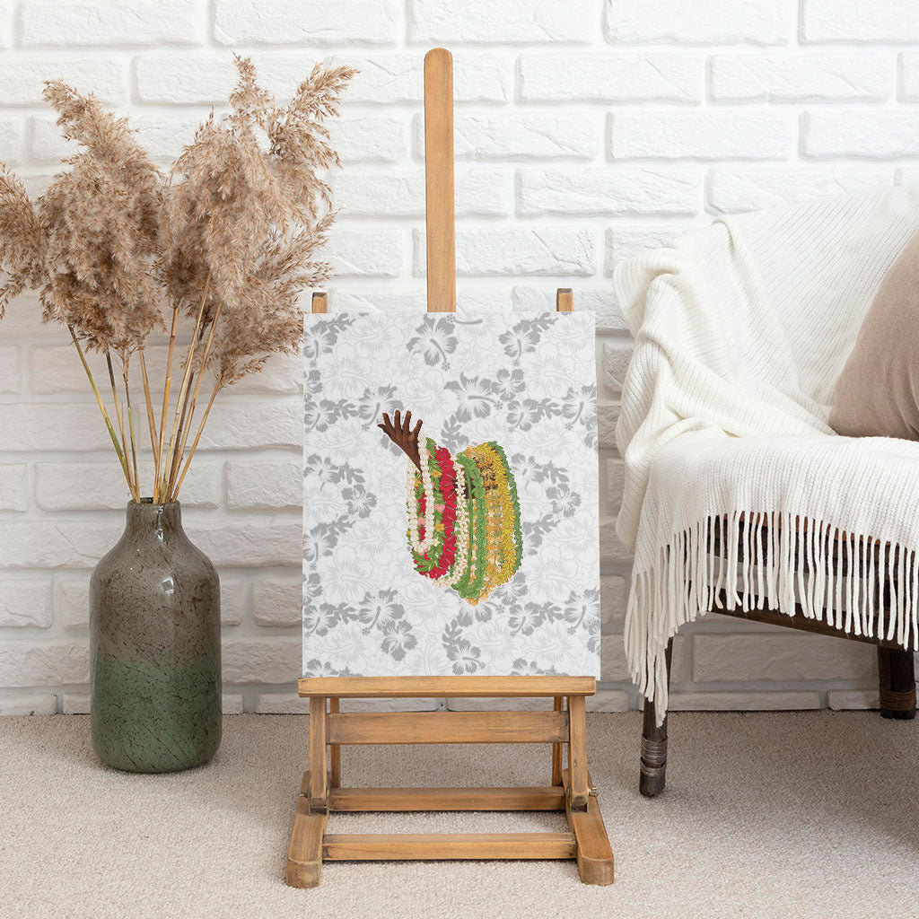 Hawaii Lei Kamehameha Canvas Wall Art Ke'oke'o Seamless Pattern Hibiscus Flower LT9 - Polynesian Pride