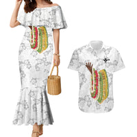 Hawaii Lei Kamehameha Couples Matching Mermaid Dress and Hawaiian Shirt Ke'oke'o Seamless Pattern Hibiscus Flower