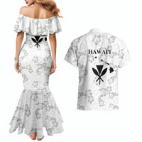 Hawaii Lei Kamehameha Couples Matching Mermaid Dress and Hawaiian Shirt Ke'oke'o Seamless Pattern Hibiscus Flower