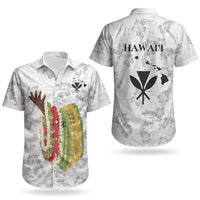 Hawaii Lei Kamehameha Couples Matching Off Shoulder Short Dress and Hawaiian Shirt Ke'oke'o Seamless Pattern Hibiscus Flower LT9 - Polynesian Pride