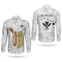 Hawaii Lei Kamehameha Couples Matching Summer Maxi Dress and Long Sleeve Button Shirt Ke'oke'o Seamless Pattern Hibiscus Flower LT9 - Polynesian Pride