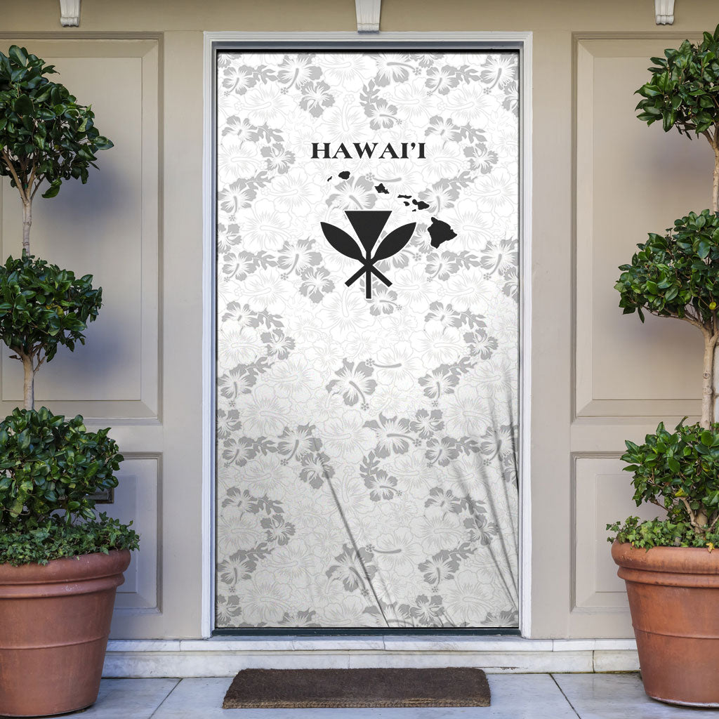 Hawaii Lei Kamehameha Door Cover Ke'oke'o Seamless Pattern Hibiscus Flower