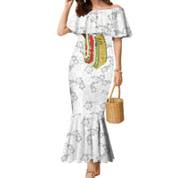 Hawaii Lei Kamehameha Family Matching Mermaid Dress and Hawaiian Shirt Ke'oke'o Seamless Pattern Hibiscus Flower LT9 Mom's Dress White - Polynesian Pride