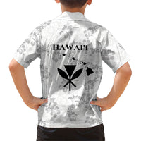 Hawaii Lei Kamehameha Family Matching Off Shoulder Short Dress and Hawaiian Shirt Ke'oke'o Seamless Pattern Hibiscus Flower LT9 - Polynesian Pride