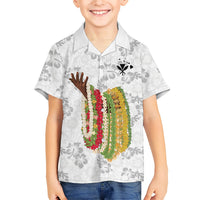 Hawaii Lei Kamehameha Family Matching Puletasi and Hawaiian Shirt Ke'oke'o Seamless Pattern Hibiscus Flower LT9 Son's Shirt White - Polynesian Pride