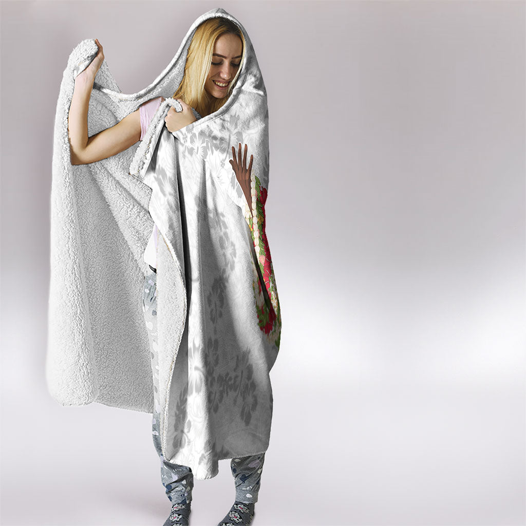 Hawaii Lei Kamehameha Hooded Blanket Ke'oke'o Seamless Pattern Hibiscus Flower