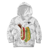 Hawaii Lei Kamehameha Kid Hoodie Ke'oke'o Seamless Pattern Hibiscus Flower LT9 Hoodie White - Polynesian Pride