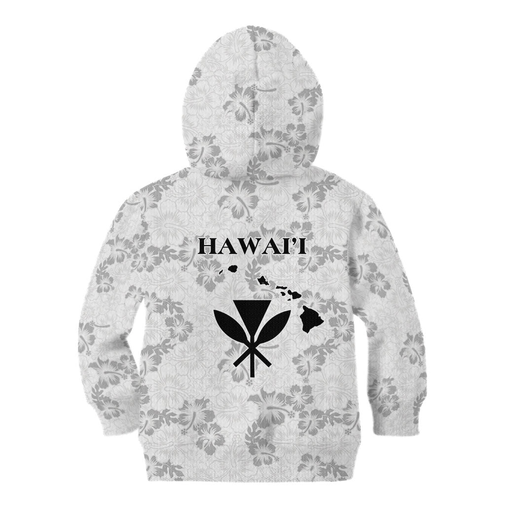 Hawaii Lei Kamehameha Kid Hoodie Ke'oke'o Seamless Pattern Hibiscus Flower LT9 - Polynesian Pride