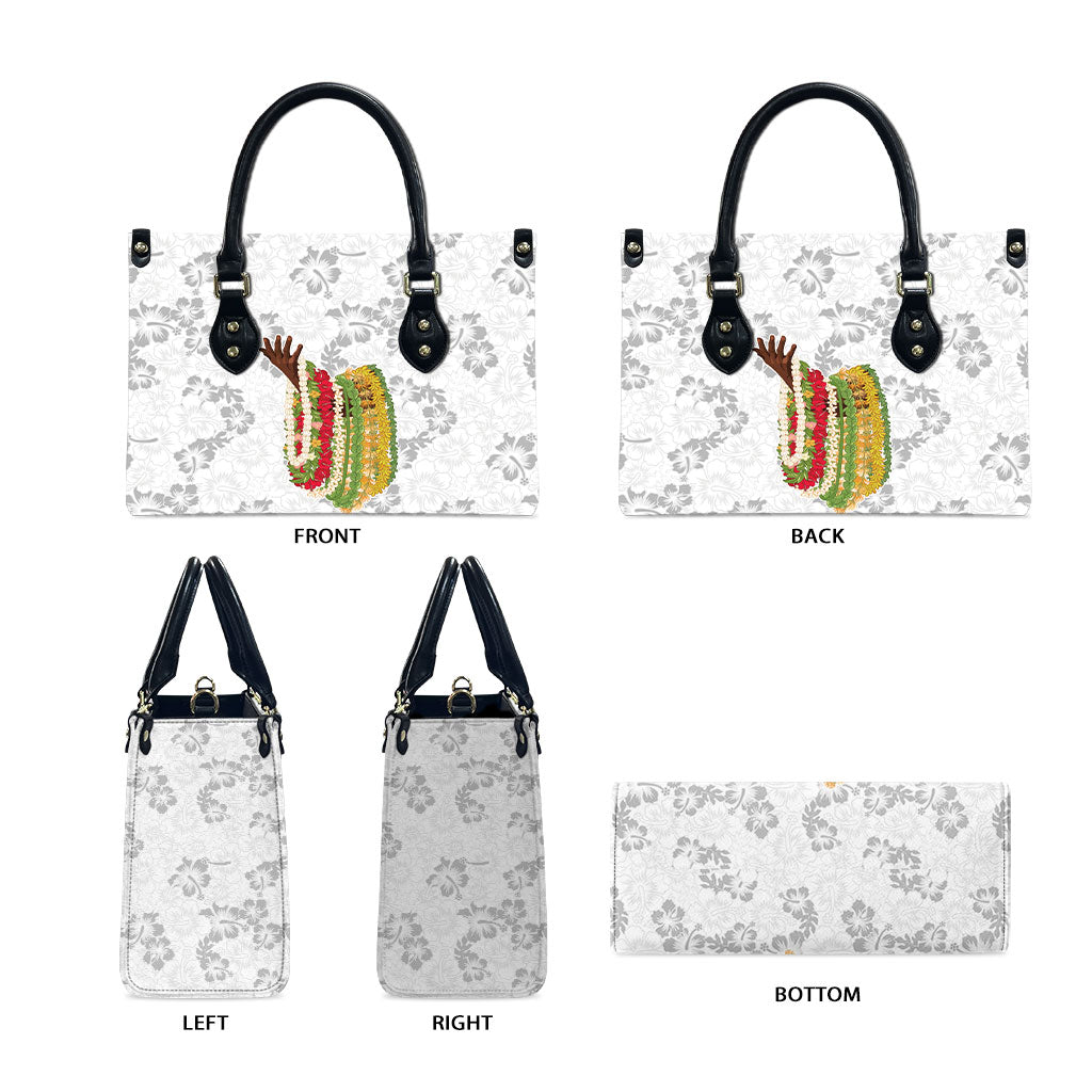 Hawaii Lei Kamehameha Leather Bag Ke'oke'o Seamless Pattern Hibiscus Flower