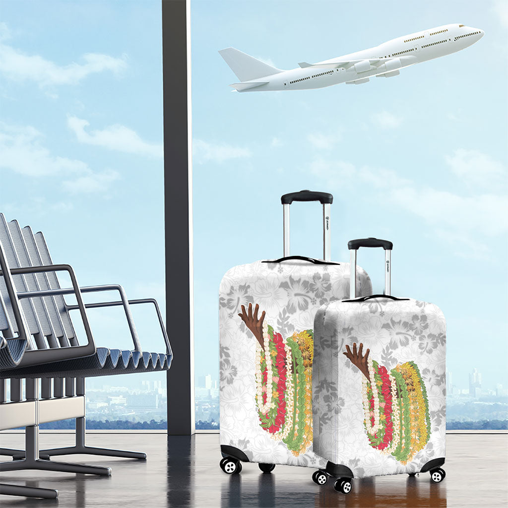 Hawaii Lei Kamehameha Luggage Cover Ke'oke'o Seamless Pattern Hibiscus Flower