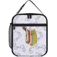 Hawaii Lei Kamehameha Lunch Bag Ke'oke'o Seamless Pattern Hibiscus Flower LT9 10.2 × 8.3 × 4.3 inch White - Polynesian Pride