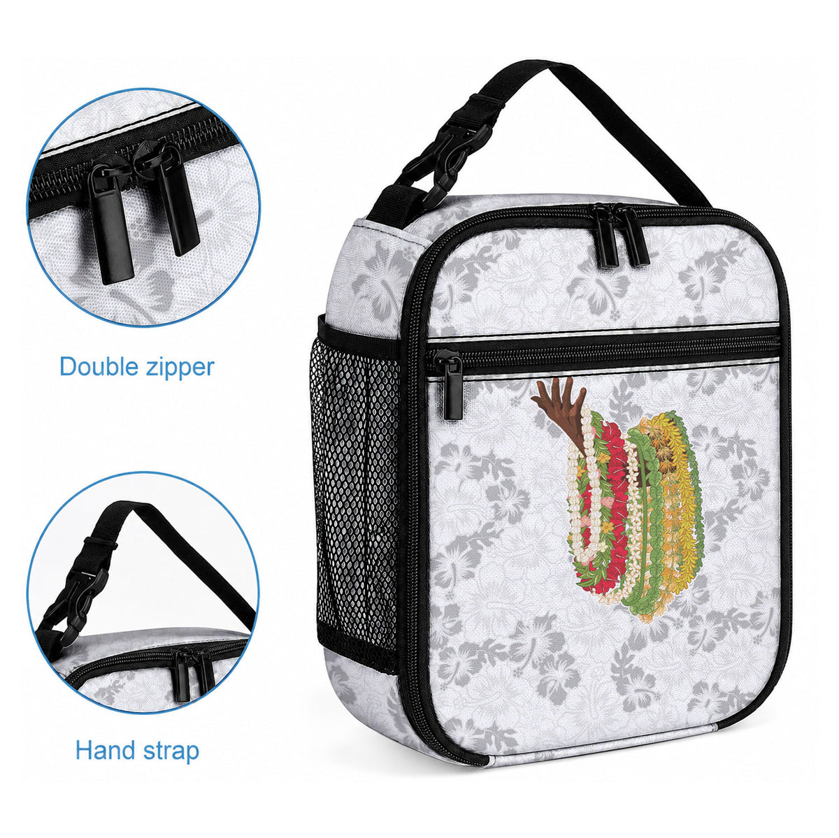 Hawaii Lei Kamehameha Lunch Bag Ke'oke'o Seamless Pattern Hibiscus Flower LT9 - Polynesian Pride