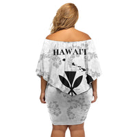 Hawaii Lei Kamehameha Off Shoulder Short Dress Ke'oke'o Seamless Pattern Hibiscus Flower