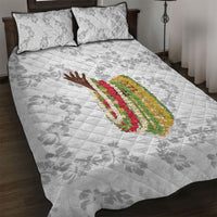 Hawaii Lei Kamehameha Quilt Bed Set Ke'oke'o Seamless Pattern Hibiscus Flower LT9 White - Polynesian Pride
