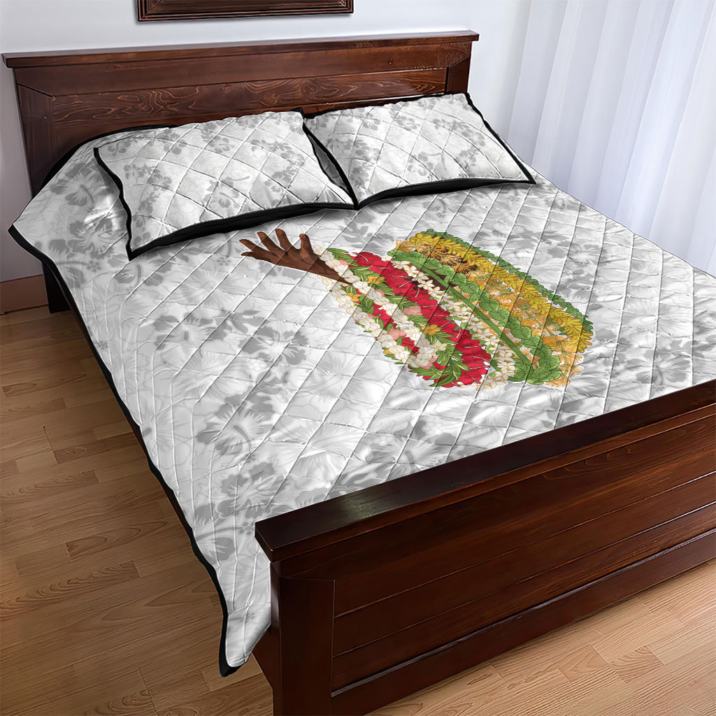 Hawaii Lei Kamehameha Quilt Bed Set Ke'oke'o Seamless Pattern Hibiscus Flower LT9 - Polynesian Pride