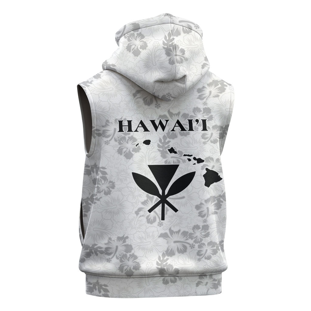 Hawaii Lei Kamehameha Sleeveless Zip Hoodie Ke'oke'o Seamless Pattern Hibiscus Flower LT9 - Polynesian Pride