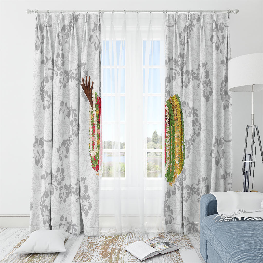 Hawaii Lei Kamehameha Window Curtain Ke'oke'o Seamless Pattern Hibiscus Flower