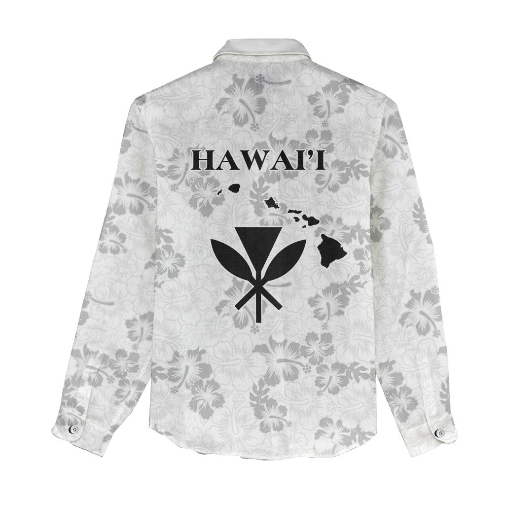 Hawaii Lei Kamehameha Women Casual Shirt Ke'oke'o Seamless Pattern Hibiscus Flower