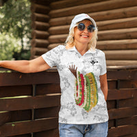 Hawaii Lei Kamehameha Women Polo Shirt Ke'oke'o Seamless Pattern Hibiscus Flower