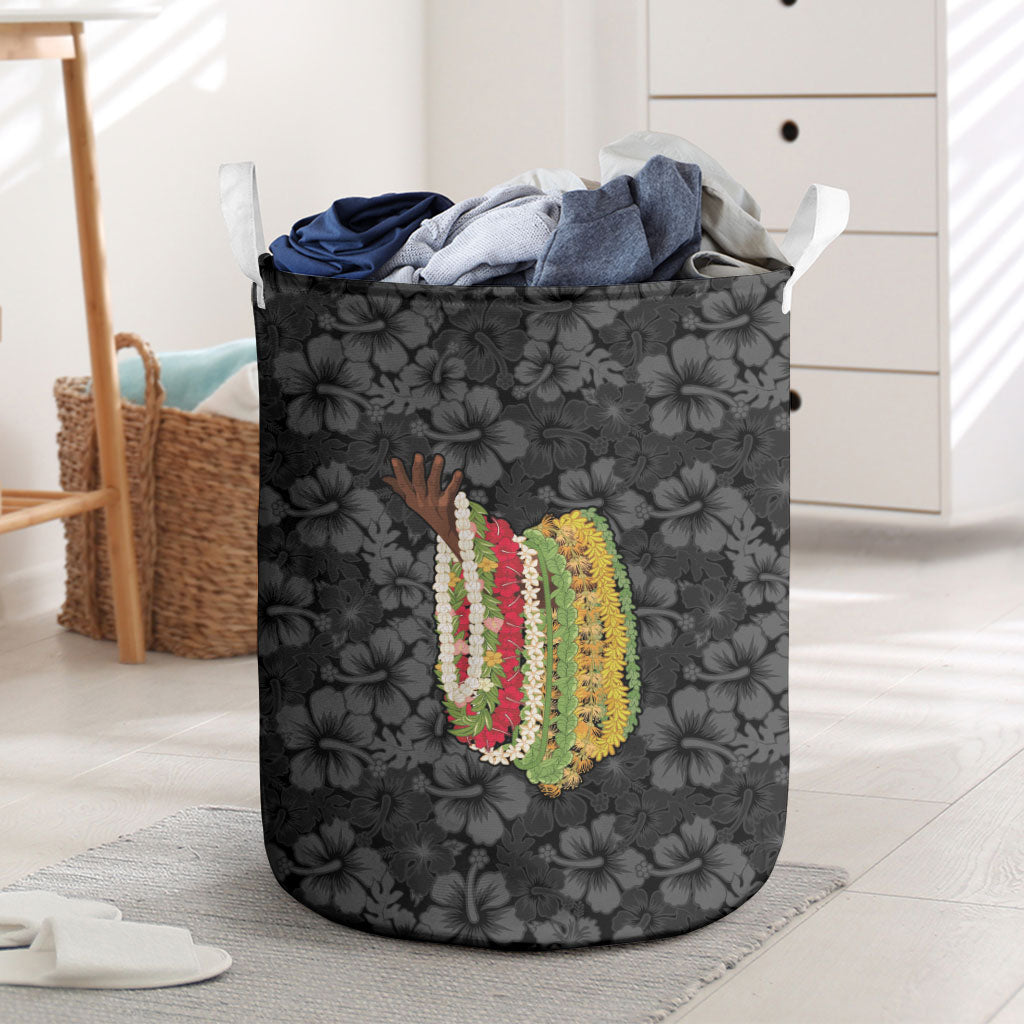 Hawaii Lei Kamehameha Laundry Basket Ele'ele Seamless Pattern Hibiscus Flower