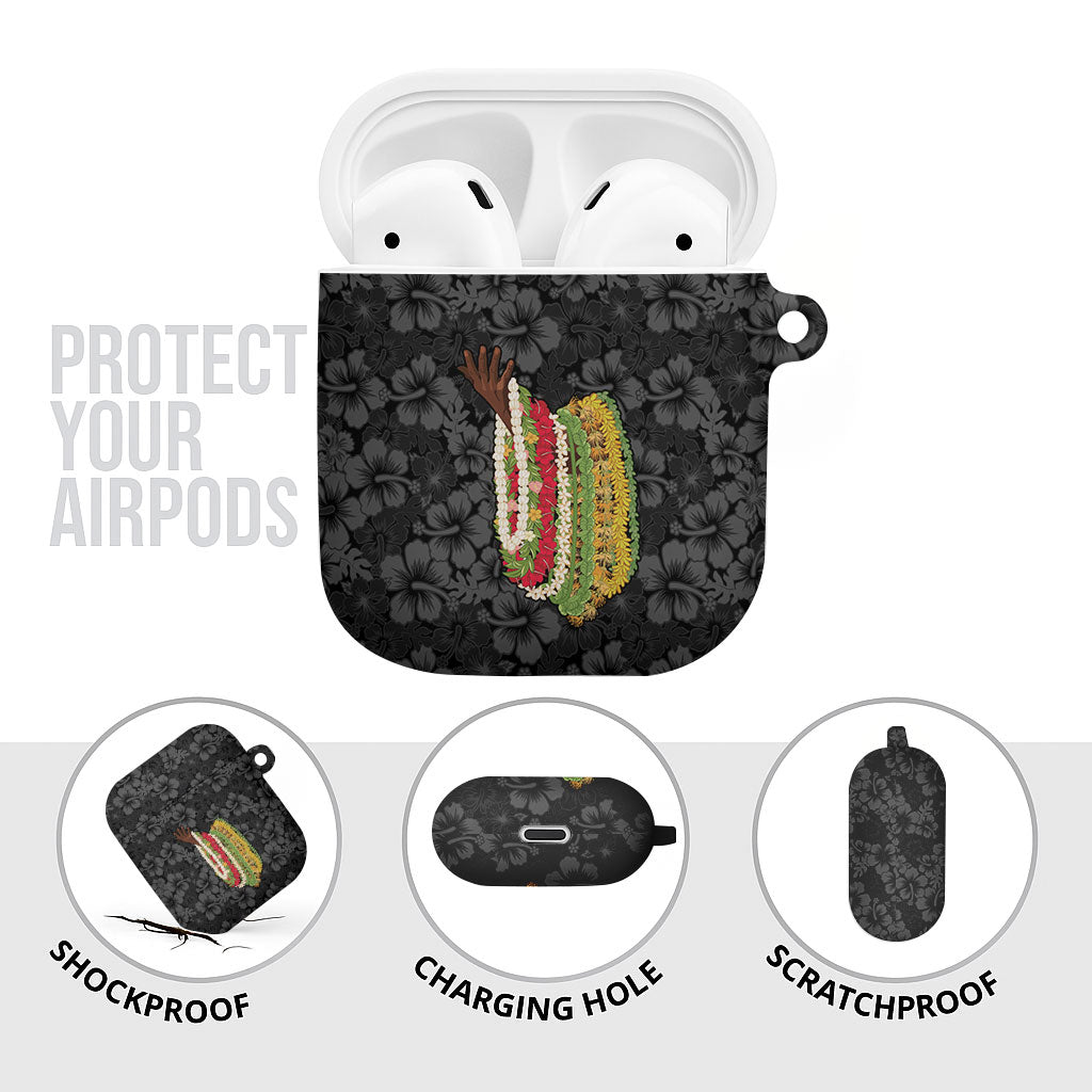 Hawaii Lei Kamehameha AirPods Case Ele'ele Seamless Pattern Hibiscus Flower