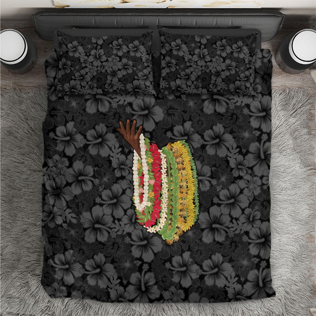 Hawaii Lei Kamehameha Bedding Set Ele'ele Seamless Pattern Hibiscus Flower