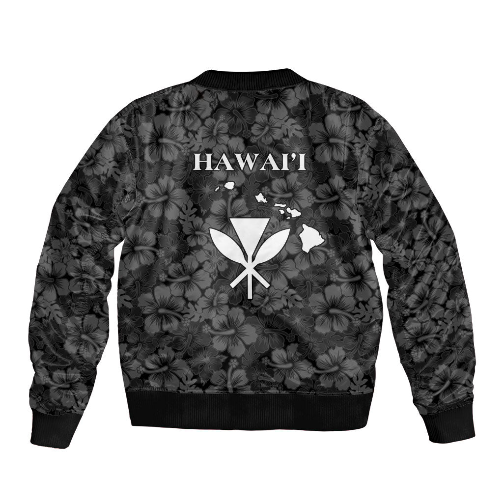 Hawaii Lei Kamehameha Bomber Jacket Ele'ele Seamless Pattern Hibiscus Flower