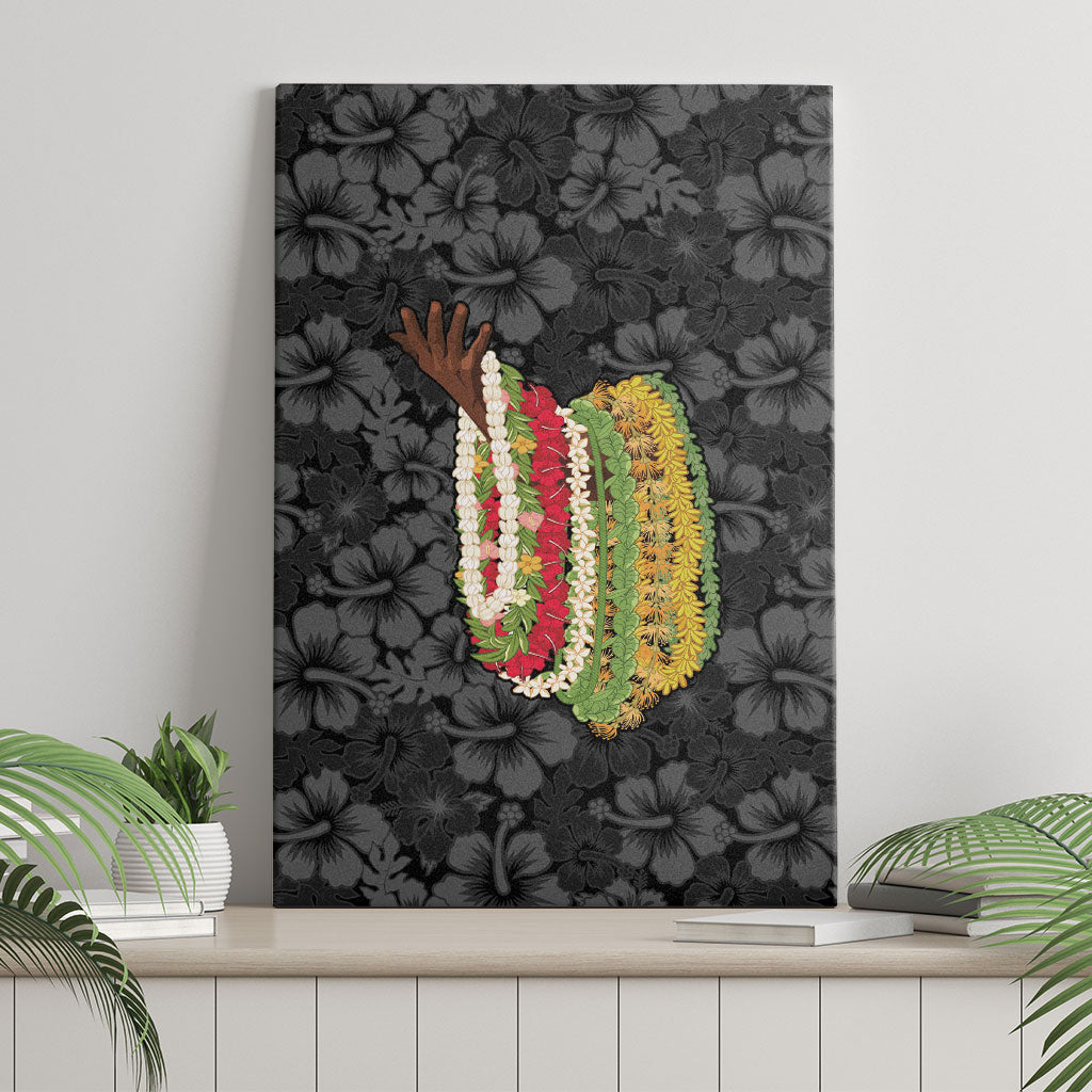 Hawaii Lei Kamehameha Canvas Wall Art Ele'ele Seamless Pattern Hibiscus Flower