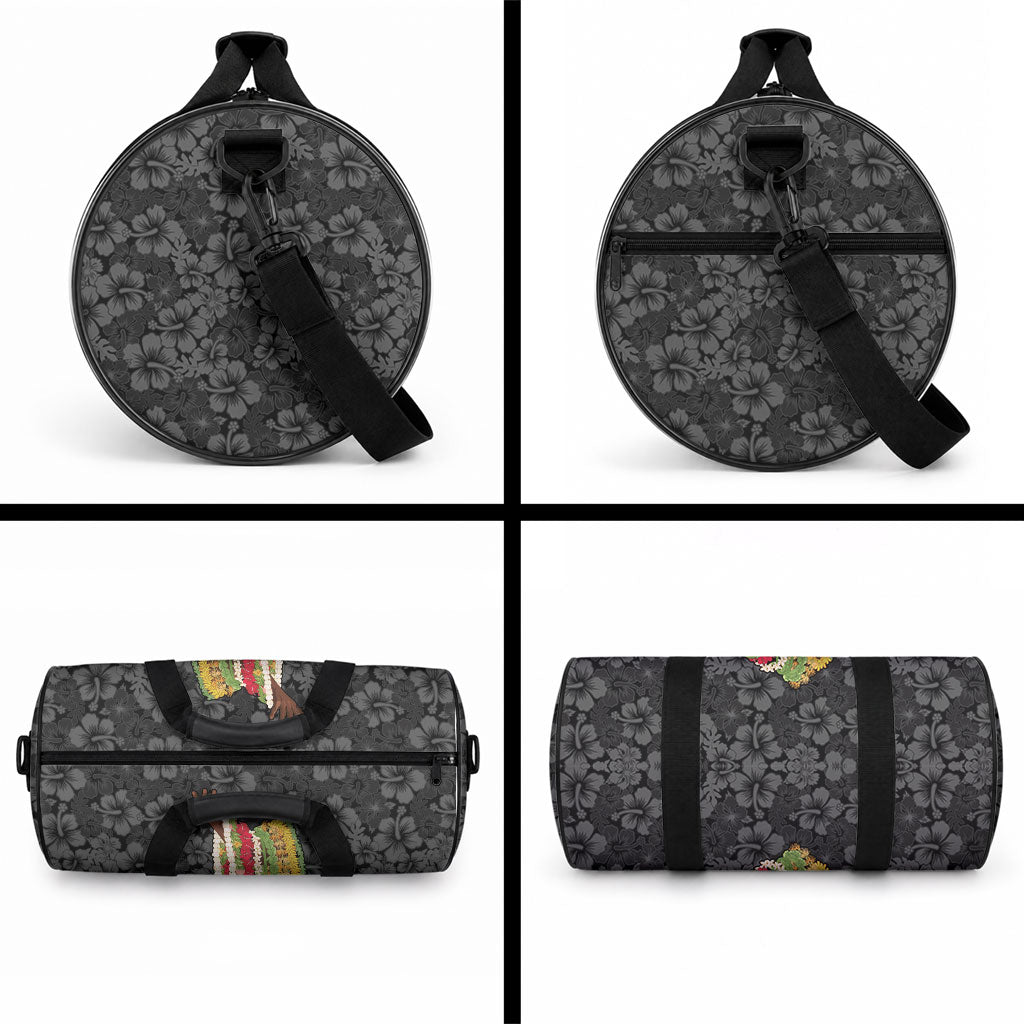 Hawaii Lei Kamehameha Duffle Bag Ele'ele Seamless Pattern Hibiscus Flower LT9 - Polynesian Pride