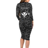 Hawaii Lei Kamehameha Family Matching Long Sleeve Bodycon Dress and Hawaiian Shirt Ele'ele Seamless Pattern Hibiscus Flower LT9 - Polynesian Pride