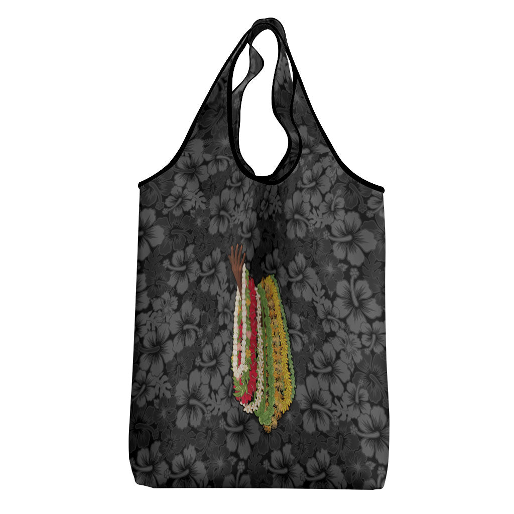 Hawaii Lei Kamehameha Grocery Bag Ele'ele Seamless Pattern Hibiscus Flower LT9 - Polynesian Pride