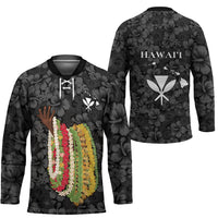 Hawaii Lei Kamehameha Hockey Jersey Ele'ele Seamless Pattern Hibiscus Flower LT9 - Polynesian Pride