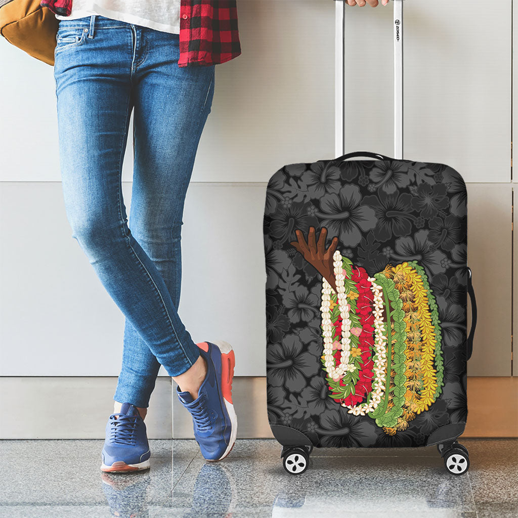 Hawaii Lei Kamehameha Luggage Cover Ele'ele Seamless Pattern Hibiscus Flower