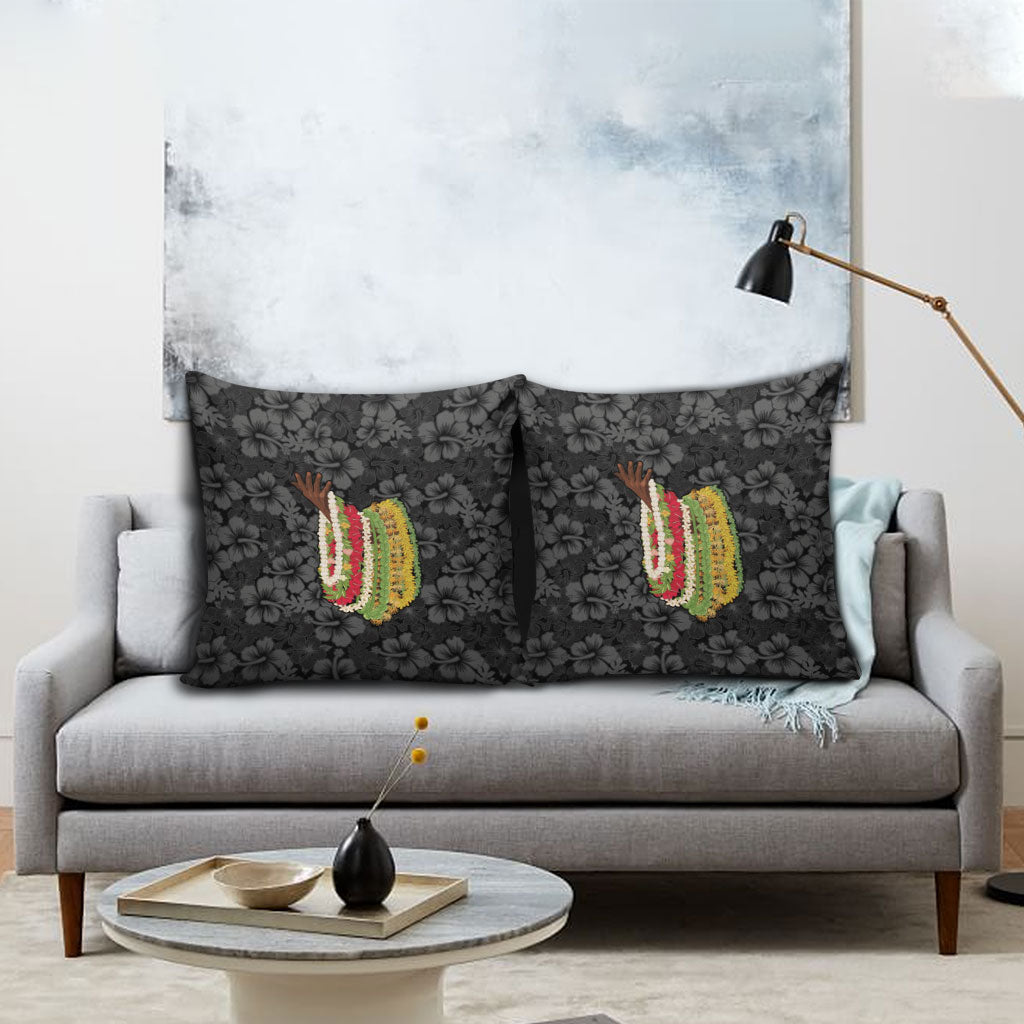 Hawaii Lei Kamehameha Pillow Cover Ele'ele Seamless Pattern Hibiscus Flower LT9 - Polynesian Pride