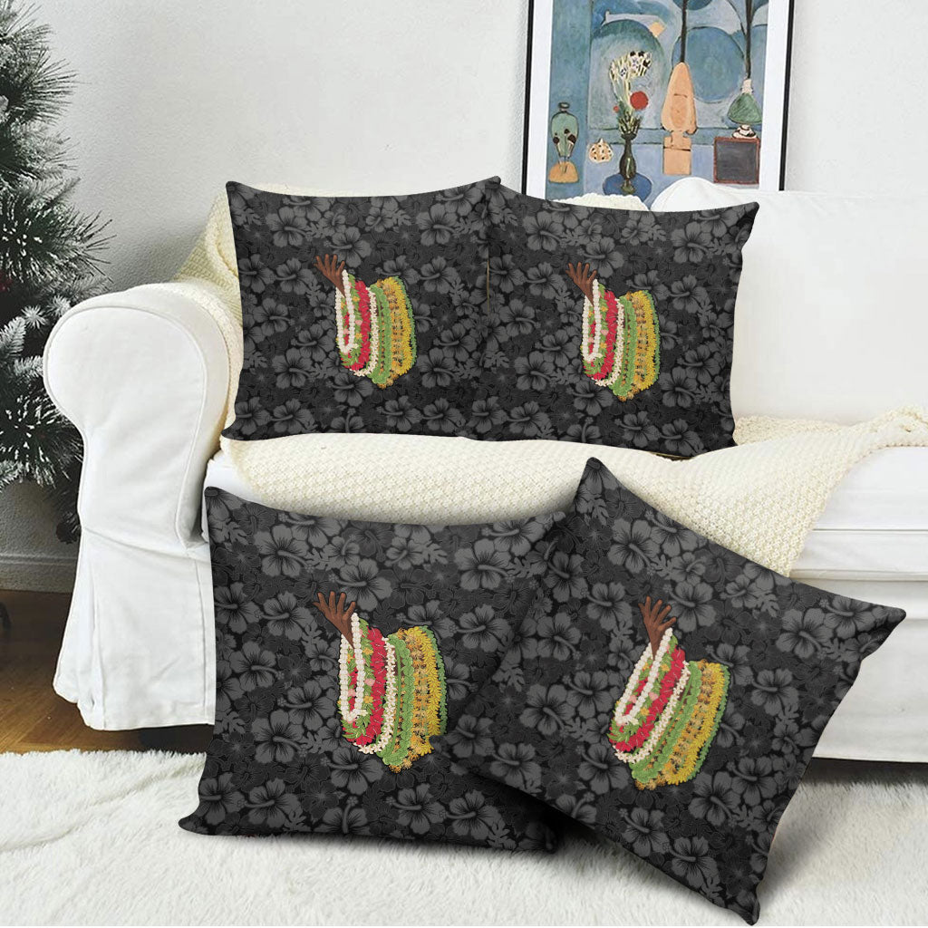 Hawaii Lei Kamehameha Pillow Cover Ele'ele Seamless Pattern Hibiscus Flower LT9 - Polynesian Pride