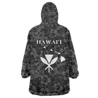 Hawaii Lei Kamehameha Wearable Blanket Hoodie Ele'ele Seamless Pattern Hibiscus Flower