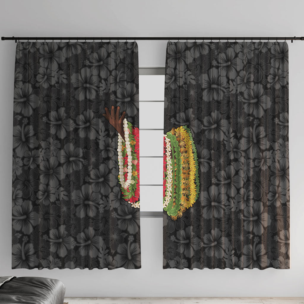 Hawaii Lei Kamehameha Window Curtain Ele'ele Seamless Pattern Hibiscus Flower