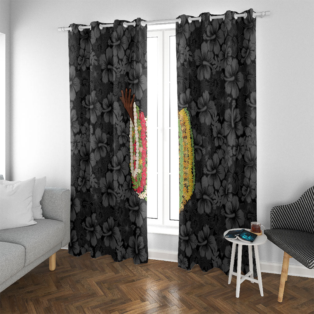 Hawaii Lei Kamehameha Window Curtain Ele'ele Seamless Pattern Hibiscus Flower