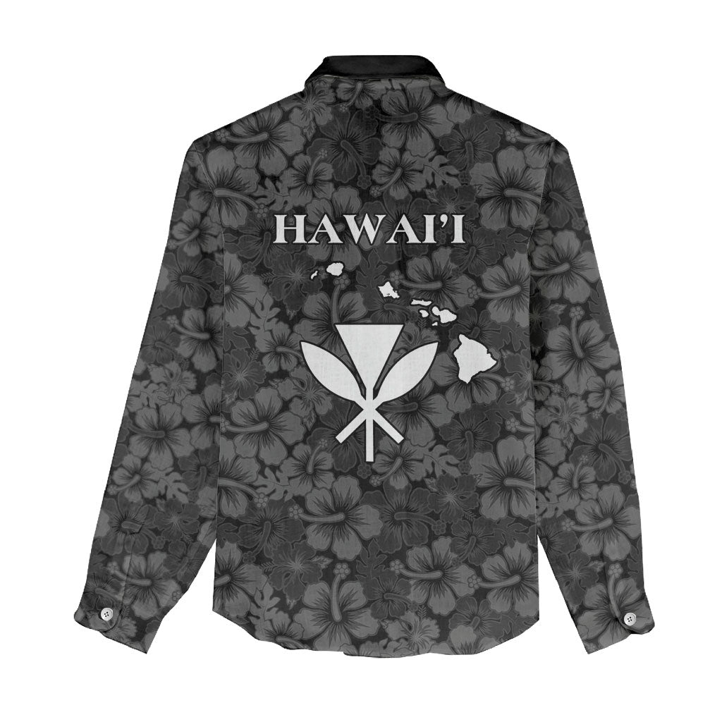 Hawaii Lei Kamehameha Women Casual Shirt Ele'ele Seamless Pattern Hibiscus Flower