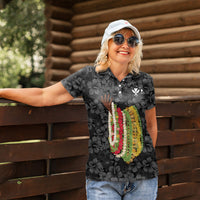 Hawaii Lei Kamehameha Women Polo Shirt Ele'ele Seamless Pattern Hibiscus Flower
