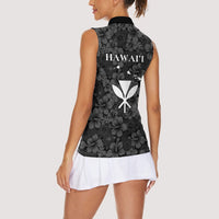 Hawaii Lei Kamehameha Women Sleeveless Polo Shirt Ele'ele Seamless Pattern Hibiscus Flower LT9 - Polynesian Pride