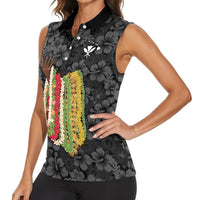 Hawaii Lei Kamehameha Women Sleeveless Polo Shirt Ele'ele Seamless Pattern Hibiscus Flower LT9 - Polynesian Pride