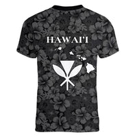 Hawaii Lei Kamehameha Women V-Neck T-Shirt Ele'ele Seamless Pattern Hibiscus Flower