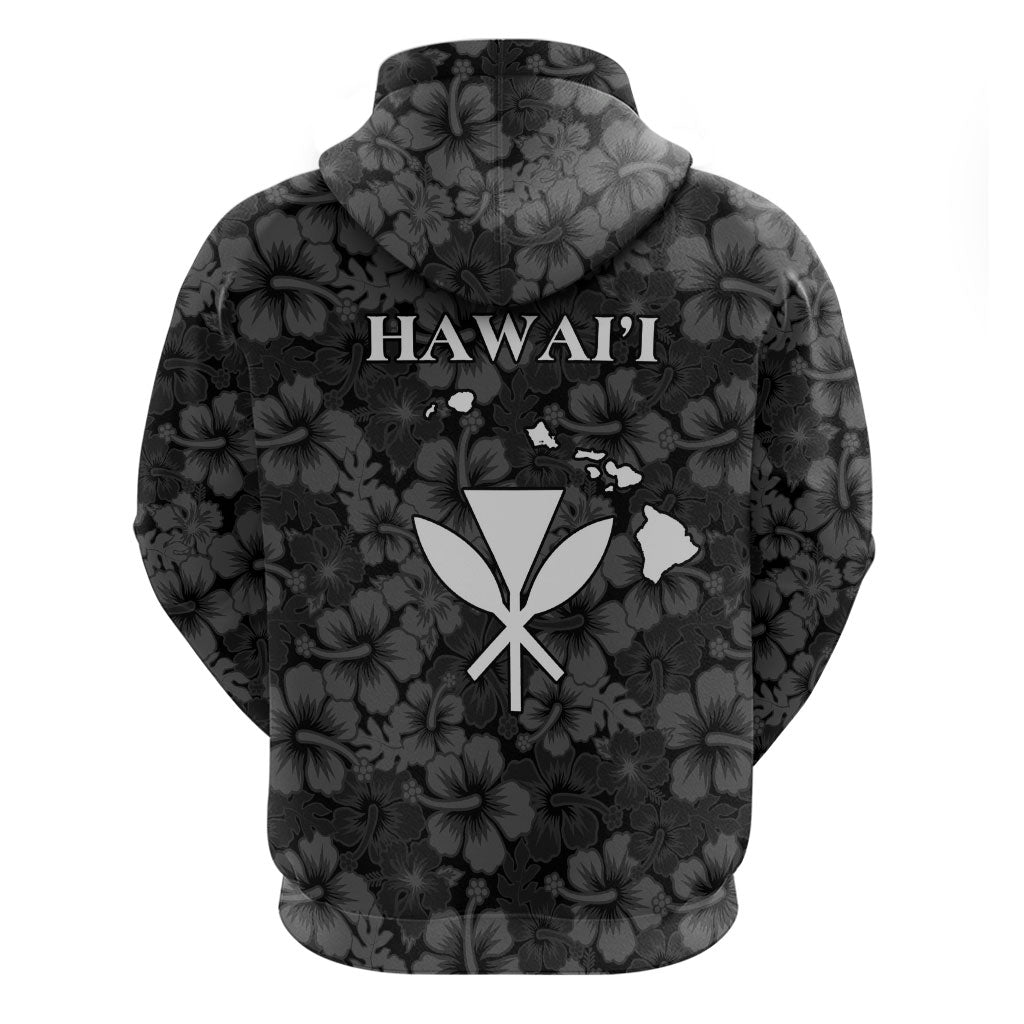 Hawaii Lei Kamehameha Zip Hoodie Ele'ele Seamless Pattern Hibiscus Flower