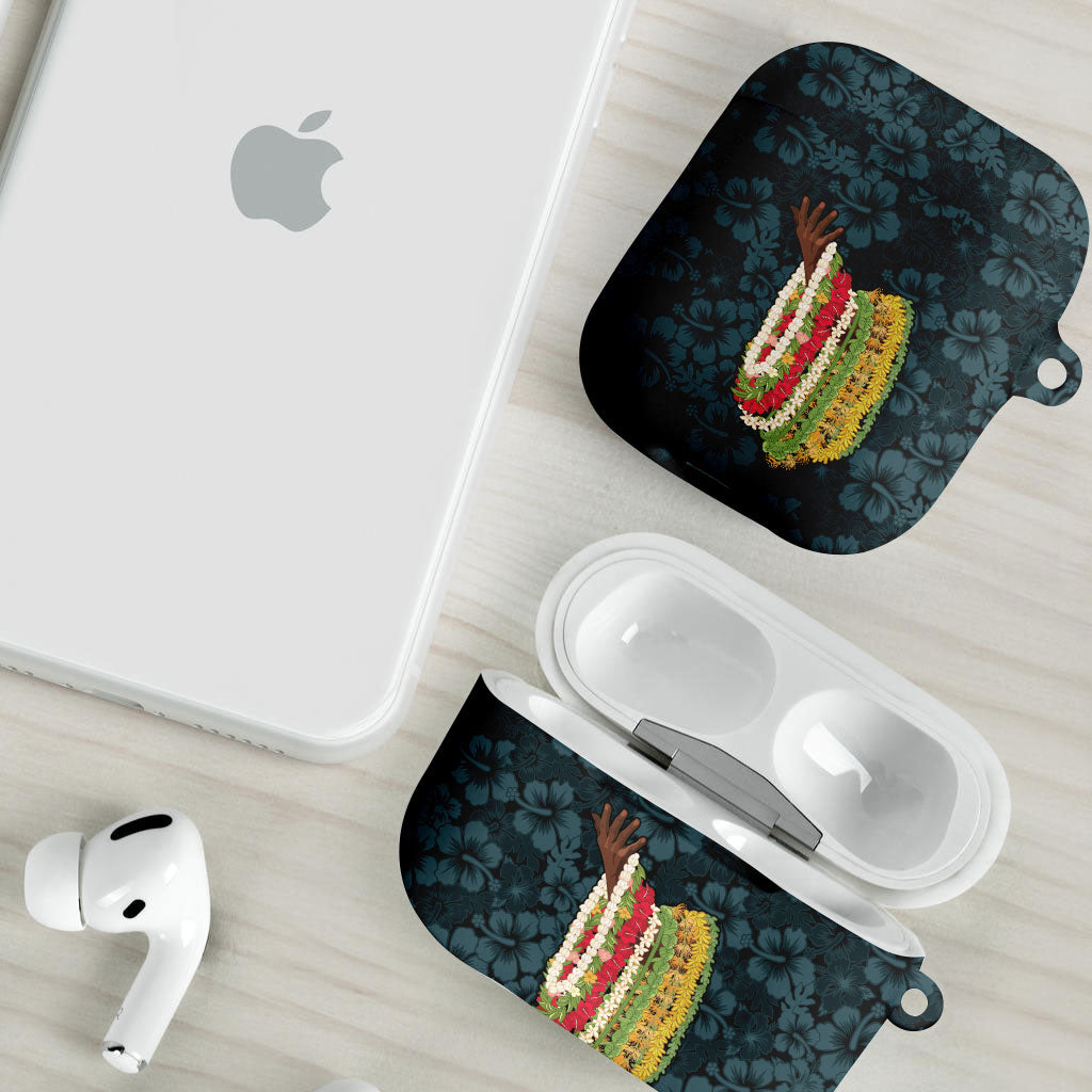 Hawaii Lei Kamehameha AirPods Case Uliuli Seamless Pattern Hibiscus Flower LT9 - Polynesian Pride