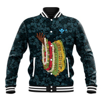 Hawaii Lei Kamehameha Baseball Jacket Uliuli Seamless Pattern Hibiscus Flower