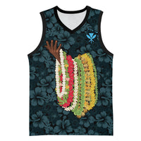 Hawaii Lei Kamehameha Basketball Jersey Uliuli Seamless Pattern Hibiscus Flower LT9 Unisex Blue - Polynesian Pride